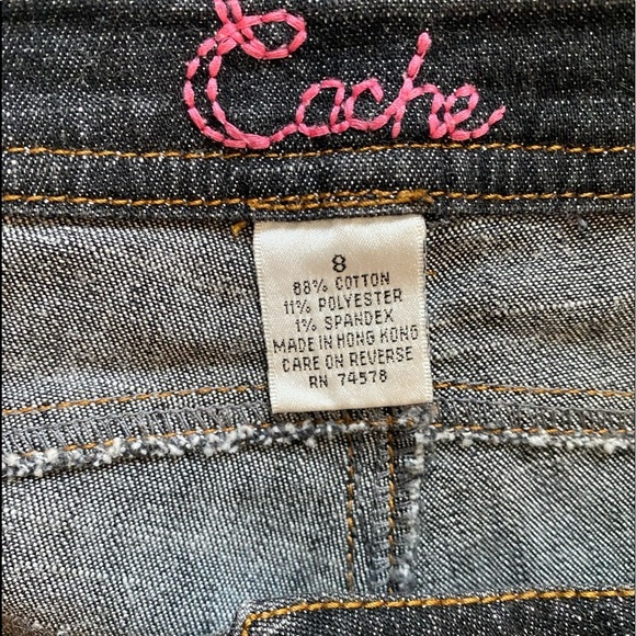 Cache Gray Wash Lower Leg Side Buttons Mid Rise Wide Leg Denim Jeans - Picture 9 of 10